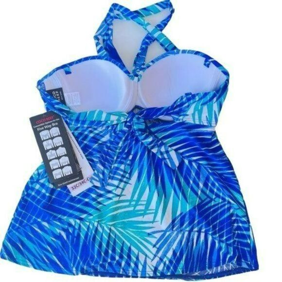 Coco Reef Womens Ocean Blue Five Way Convertible Blue Tankini Top 32C‎ 34C New - Picture 3 of 13